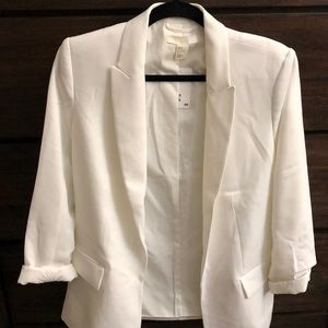 H&M white boyfriend blazer size 6